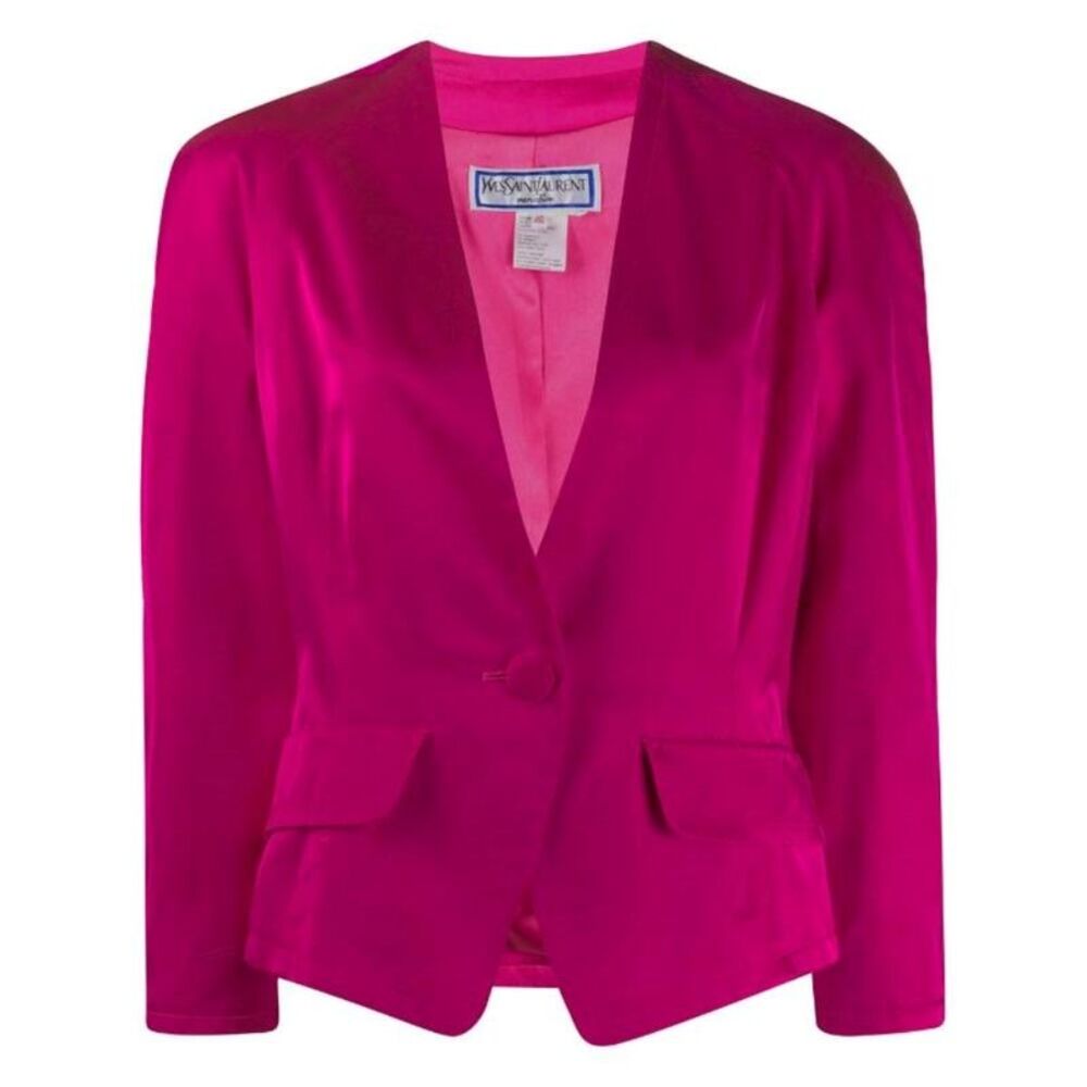 YSL Asymmetric-Hem Fuchsia Jacket